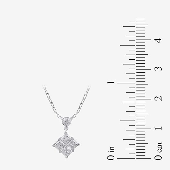 Womens 1 CT. T.W. Lab Grown White Diamond 10K Gold 18 Inch Pendant Necklace
