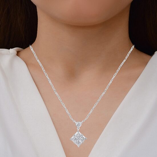 Womens 1 CT. T.W. Lab Grown White Diamond 10K Gold 18 Inch Pendant Necklace