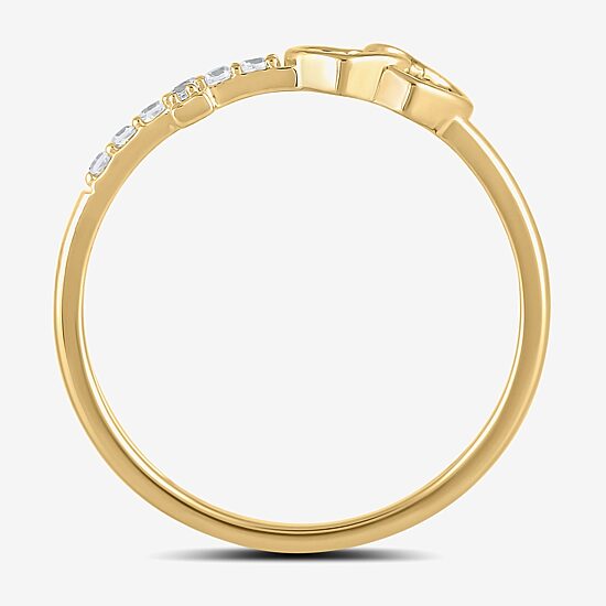 Womens Diamond Accent Lab Grown White Diamond 10K Gold Cross Heart Band