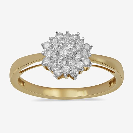 Womens 1/2 CT. T.W. Lab Grown White Diamond 10K Gold Cluster Cocktail Ring
