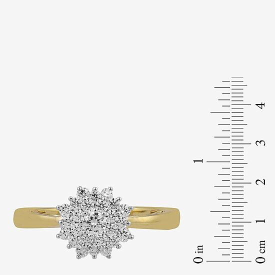 Womens 1/2 CT. T.W. Lab Grown White Diamond 10K Gold Cluster Cocktail Ring