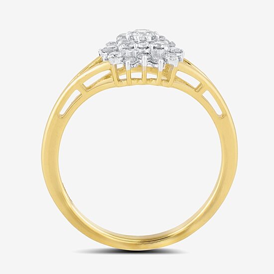 Womens 1/2 CT. T.W. Lab Grown White Diamond 10K Gold Cluster Cocktail Ring