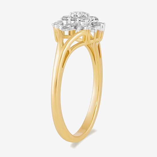 Womens 1/2 CT. T.W. Lab Grown White Diamond 10K Gold Cluster Cocktail Ring