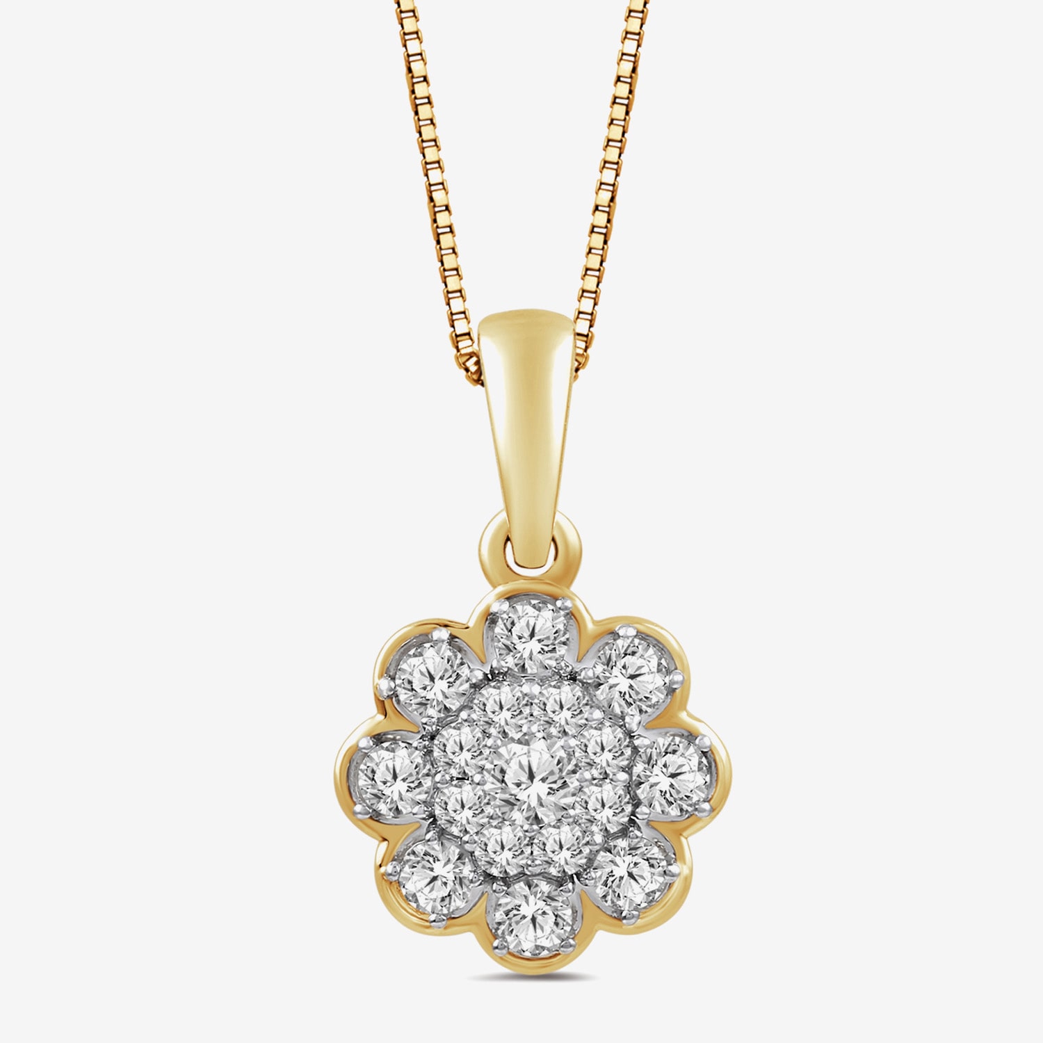Diamond Blossom I2.I Womens 1/3 CT. T.W. Lab Grown White Diamond 10K Gold Flower 18 Inch Pendant Necklace