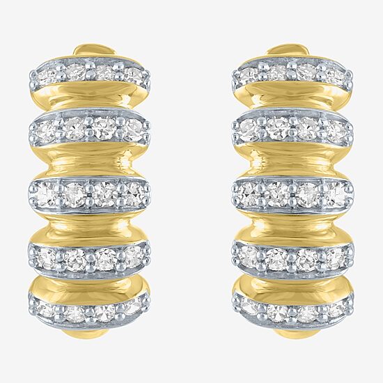 (Gh / Si2 I1) Womens 1/3 CT. T.W. Lab Grown White Diamond 10K Gold 14mm Hoop Earrings