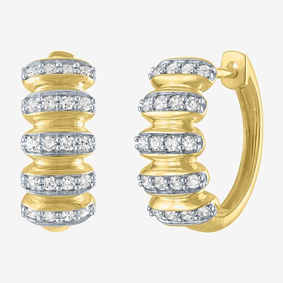 (Gh / Si2 I1) Womens 1/3 CT. T.W. Lab Grown White Diamond 10K Gold 14mm Hoop Earrings