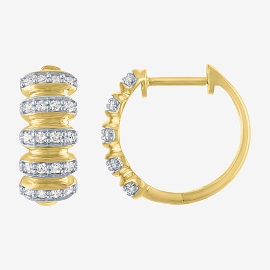 (Gh / Si2 I1) Womens 1/3 CT. T.W. Lab Grown White Diamond 10K Gold 14mm Hoop Earrings