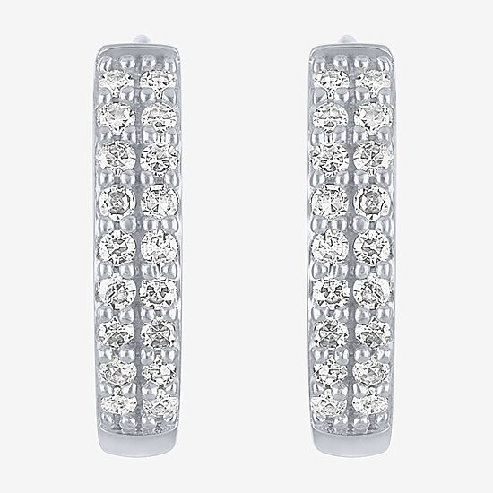 (Gh / Si2 I1) Womens 1/6 CT. T.W. Lab Grown White Diamond 10K Gold 12mm Hoop Earrings