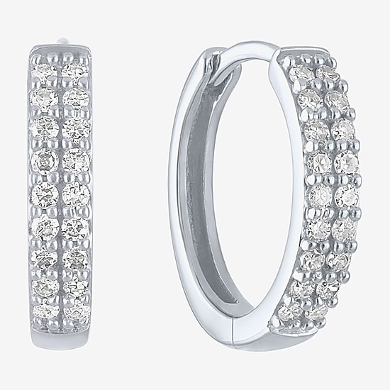 (Gh / Si2 I1) Womens 1/6 CT. T.W. Lab Grown White Diamond 10K Gold 12mm Hoop Earrings