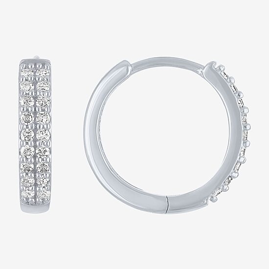 (Gh / Si2 I1) Womens 1/6 CT. T.W. Lab Grown White Diamond 10K Gold 12mm Hoop Earrings