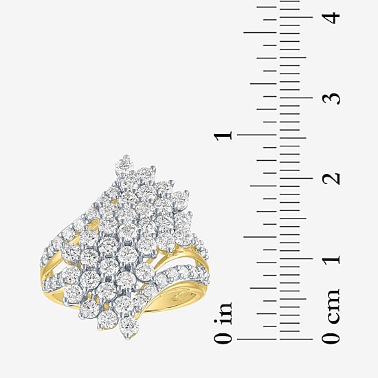 (G-H, Si2-I1) Womens 2 CT. T.W. Lab Grown White Diamond 10K Gold Bypass  Cocktail Ring
