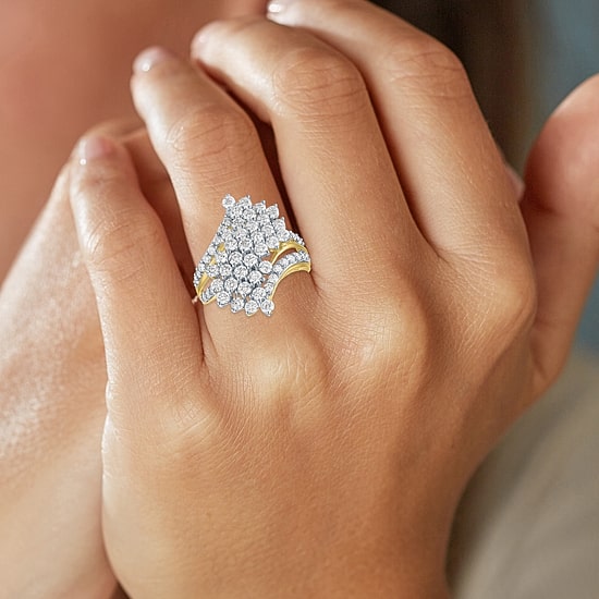 (G-H, Si2-I1) Womens 2 CT. T.W. Lab Grown White Diamond 10K Gold Bypass  Cocktail Ring