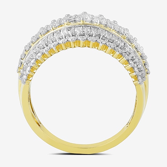 (G/Si2) Womens 2 CT. T.W. Lab Grown White Diamond 10K Gold Cluster Cocktail Ring