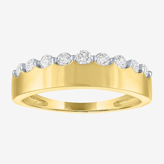 (G-H / Si2-I1) Womens 1/3 CT. T.W. Lab Grown White Diamond 10K Gold Anniversary Band