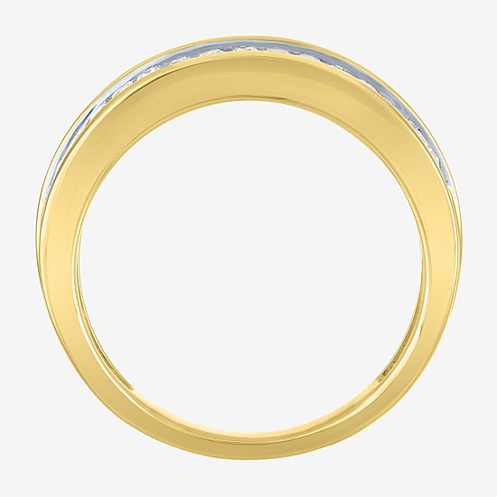 (G-H / Si-I1)) Womens 6.5MM 1 CT. T.W. Lab Grown White Diamond 10K Gold Anniversary Wedding Band