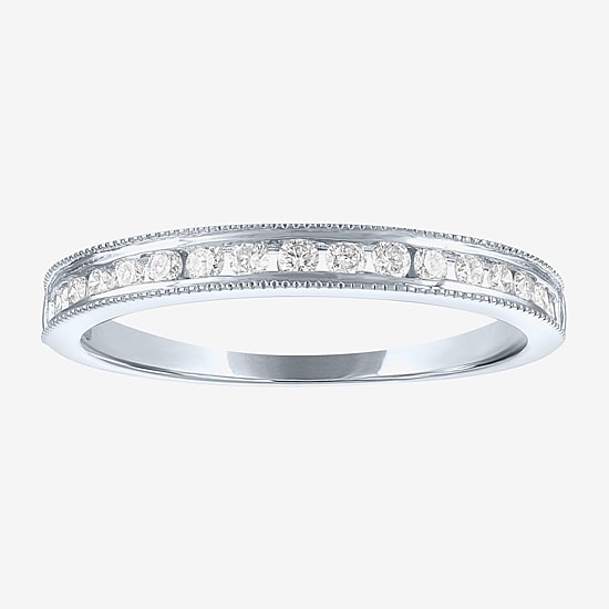 (G-H / Si2-I1) Womens 1/4 CT. T.W. Lab Grown White Diamond 10K White Gold Wedding Band