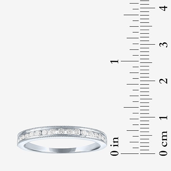 (G-H / Si2-I1) Womens 1/4 CT. T.W. Lab Grown White Diamond 10K White Gold Wedding Band