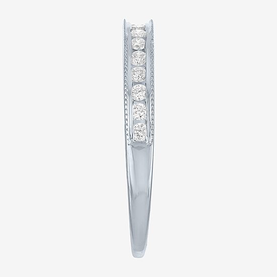 (G-H / Si2-I1) Womens 1/4 CT. T.W. Lab Grown White Diamond 10K White Gold Wedding Band