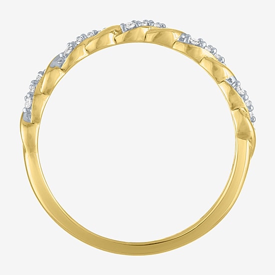 (G-H / Si2-I1) Womens 3MM 1/10 CT. T.W. Lab Grown White Diamond 10K Gold Anniversary Wedding Band