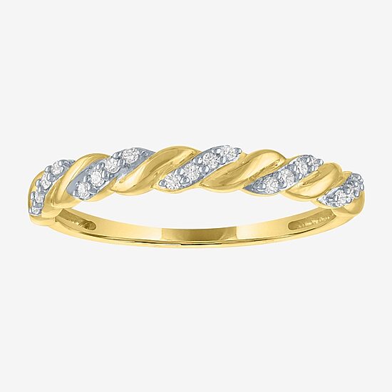 (G-H / Si2-I1) Womens 3MM 1/10 CT. T.W. Lab Grown White Diamond 10K Gold Anniversary Wedding Band