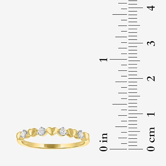 (G-H / Si2 I1) Womens 1/10 CT. T.W. Lab Grown White Diamond 10K Gold Heart Anniversary Wedding Band