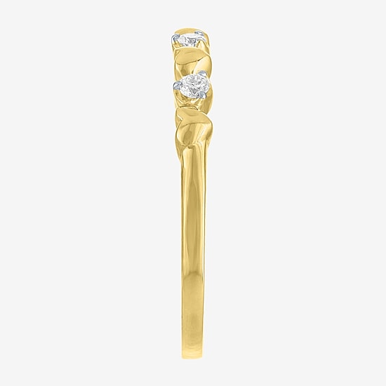 (G-H / Si2 I1) Womens 1/10 CT. T.W. Lab Grown White Diamond 10K Gold Heart Anniversary Wedding Band