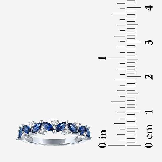 Modern Bride Gemstone Womens 1/10 CT. T.W. Lab Created Blue Sapphire 10K Gold Wedding Band