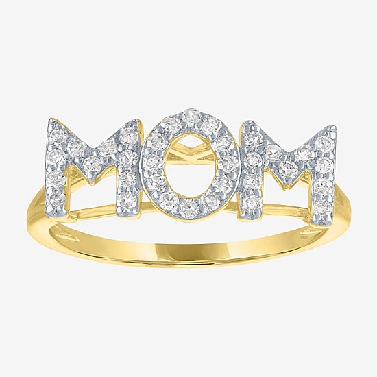 Diamond Addiction (G-H, Si2-I1) "Mom" Womens 1/4 CT. T.W. Lab Grown White Diamond 14K Gold Over Silver Sterling Silver Band