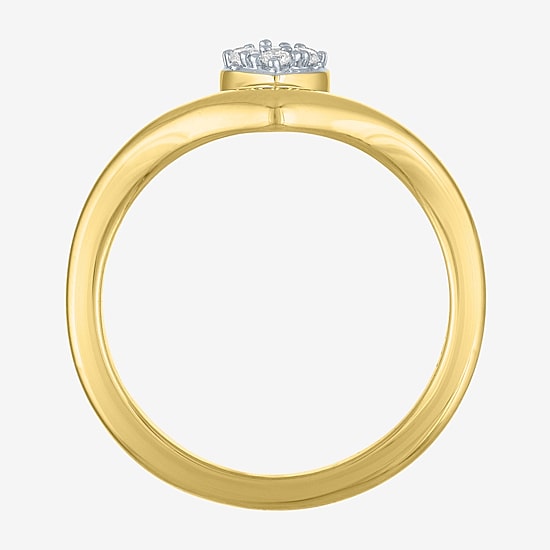 Diamond Addiction (G-H, Si2-I1) Womens 1/10 CT. T.W. Lab Grown White Diamond 14K Gold Over Silver Sterling Silver Heart Chevron Cocktail Ring