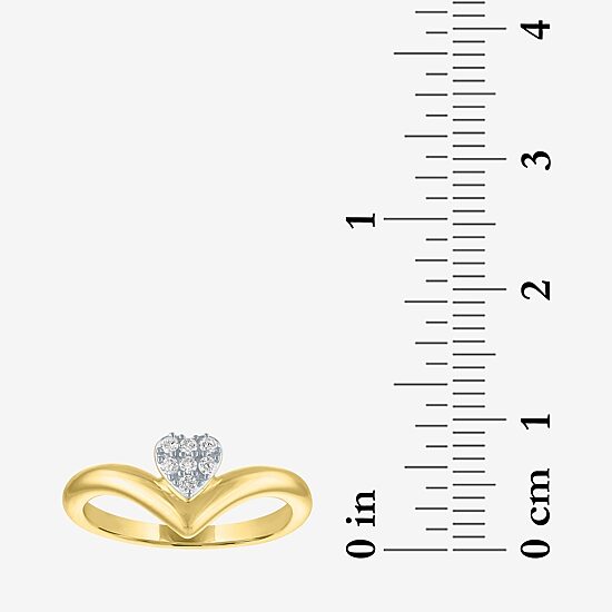 Diamond Addiction (G-H, Si2-I1) Womens 1/10 CT. T.W. Lab Grown White Diamond 14K Gold Over Silver Sterling Silver Heart Chevron Cocktail Ring