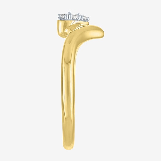 Diamond Addiction (G-H, Si2-I1) Womens 1/10 CT. T.W. Lab Grown White Diamond 14K Gold Over Silver Sterling Silver Heart Chevron Cocktail Ring