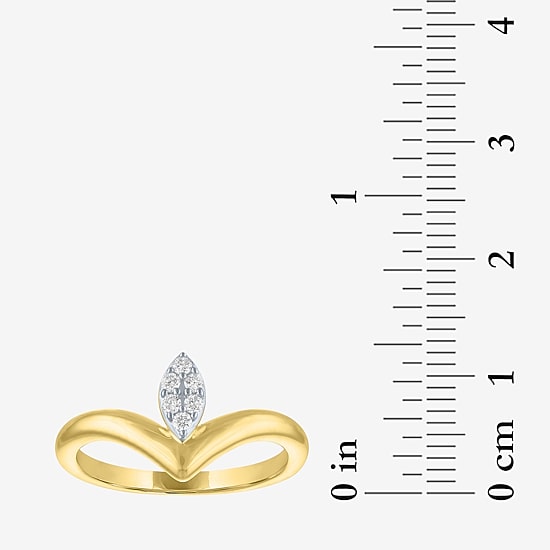 Diamond Addiction (G-H, Si2-I1) Womens 1/10 CT. T.W. Lab Grown White Diamond 14K Gold Over Silver Sterling Silver Marquise Cocktail Ring