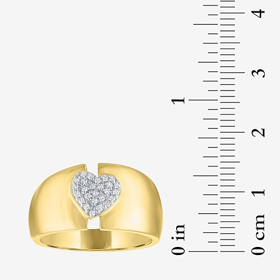Diamond Addiction (G-H, Si2-I1) Womens 11M 1/10 CT. T.W. Lab Grown White Diamond 14K Gold Over Silver Sterling Silver Heart Band