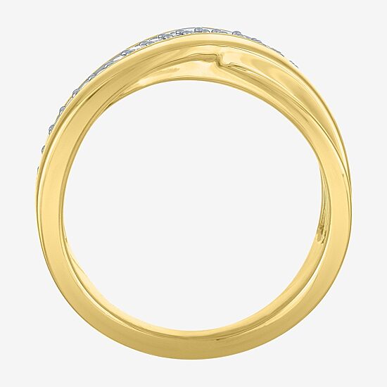 Diamond Addiction (G-H, Si2-I1) Womens 10.5MM 1/4 CT. T.W. Lab Grown White Diamond 14K Gold Over Silver Sterling Silver Round Crossover Side Stone Band