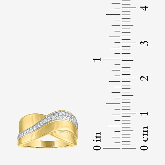 Diamond Addiction (G-H, Si2-I1) Womens 10.5MM 1/4 CT. T.W. Lab Grown White Diamond 14K Gold Over Silver Sterling Silver Round Crossover Side Stone Band