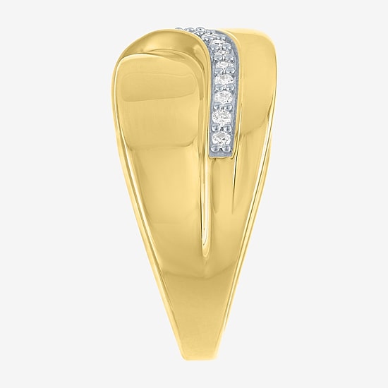 Diamond Addiction (G-H, Si2-I1) Womens 10.5MM 1/4 CT. T.W. Lab Grown White Diamond 14K Gold Over Silver Sterling Silver Round Crossover Side Stone Band