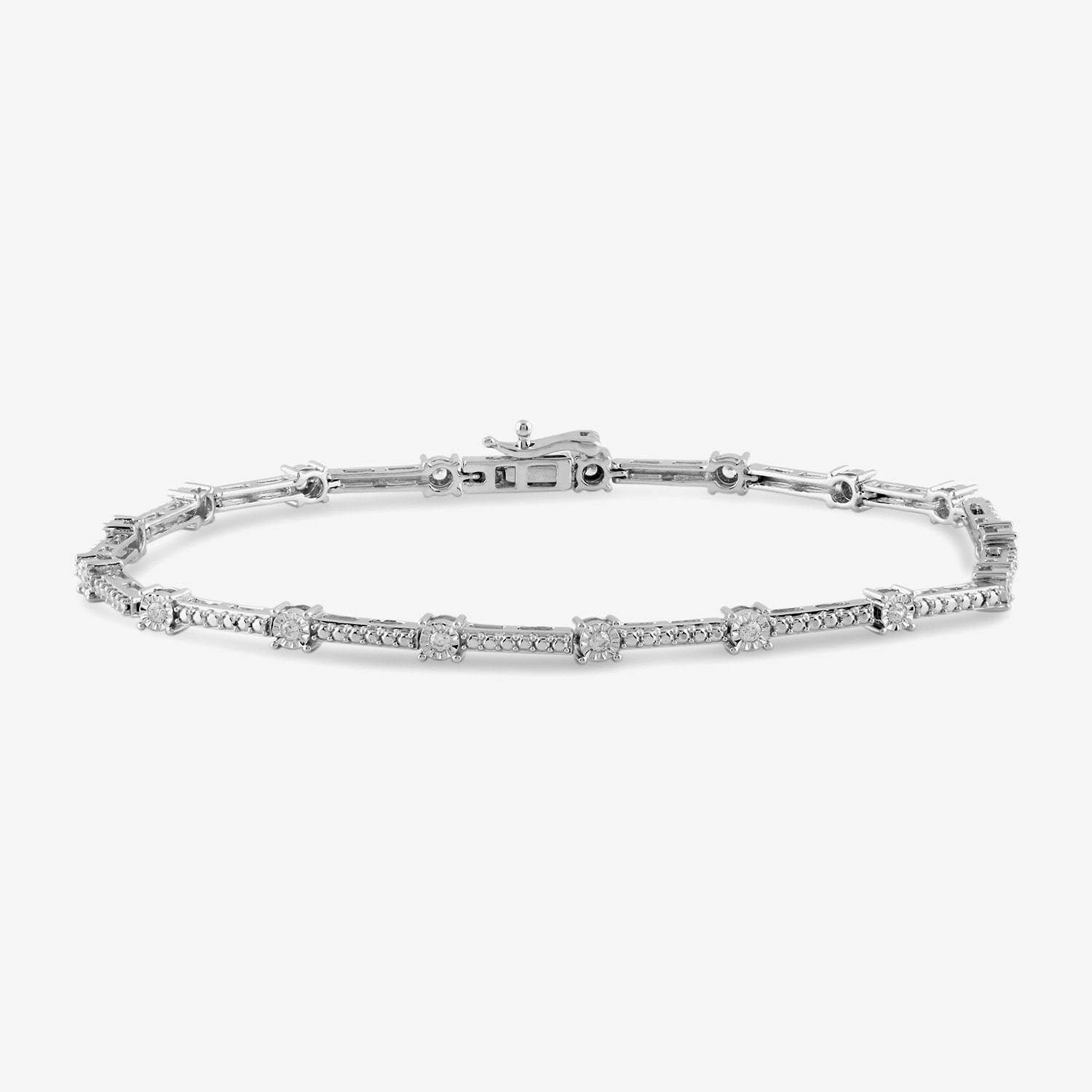 Womens 1/ CT. T.W. Lab Grown White Diamond Sterling Silver 7.25 Inch Tennis Bracelet