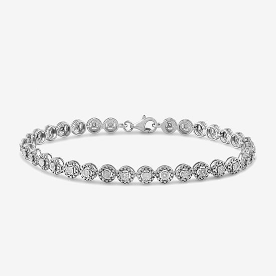 Womens 1/10 CT. T.W. Lab Grown White Diamond Sterling Silver 7.25 Inch Tennis Bracelet