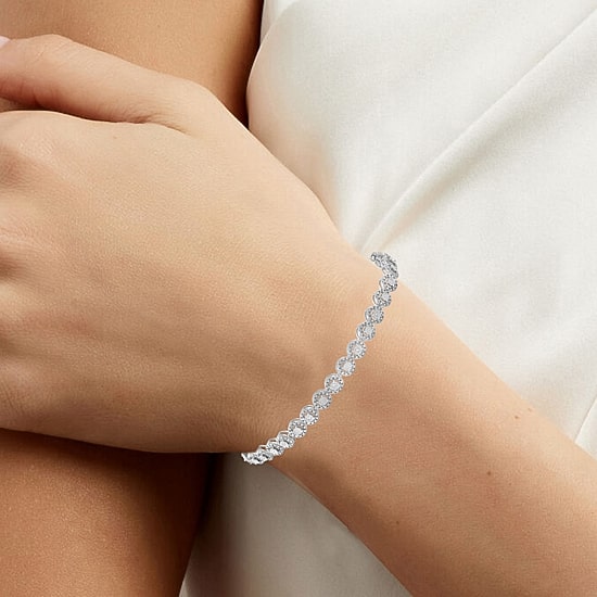 Womens 1/10 CT. T.W. Lab Grown White Diamond Sterling Silver 7.25 Inch Tennis Bracelet