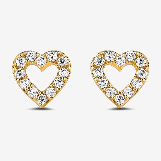 1/6 CT. T.W. Lab Grown White Diamond 14K Gold Over Silver 7mm Heart Stud Earrings