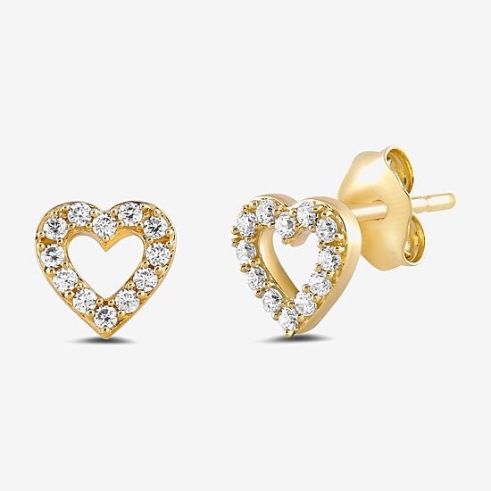 1/6 CT. T.W. Lab Grown White Diamond 14K Gold Over Silver 7mm Heart Stud Earrings