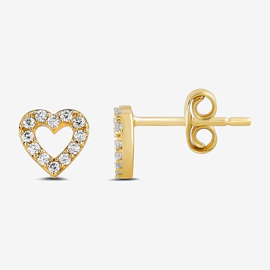 1/6 CT. T.W. Lab Grown White Diamond 14K Gold Over Silver 7mm Heart Stud Earrings