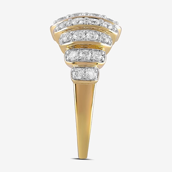 Womens 1 CT. T.W. Lab Grown White Diamond 14K Gold Over Silver Cocktail Ring