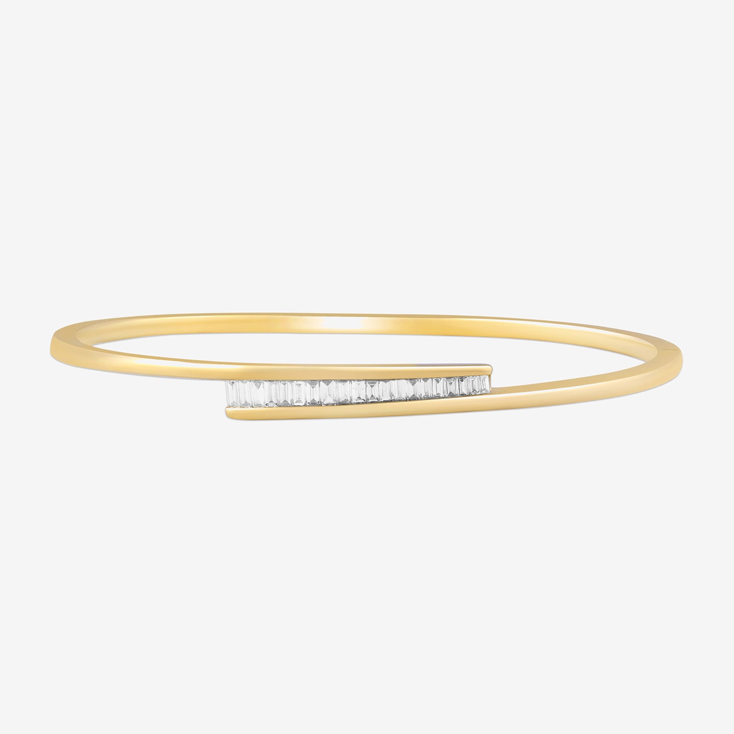 (F-Si1) Womens 1/2 CT. T.W. Lab Grown White Diamond 14K Gold Over Silver Bangle Bracelet
