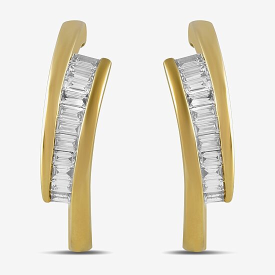 (F-Si1) Womens 1/2 CT. T.W. Lab Grown White Diamond 14K Gold Over Silver Sterling Silver 20.7mm Hoop Earrings