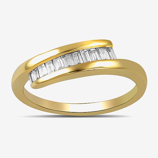 (F / Si1) Womens 1/4 CT. T.W. Lab Grown White Diamond Sterling Silver Crossover Cocktail Ring