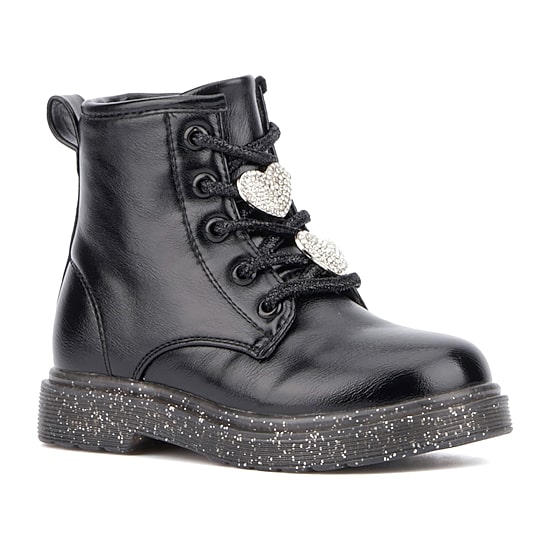 Olivia Miller Toddler Girls Space Case Flat Heel Lace Up Boots (Size:5, Black)