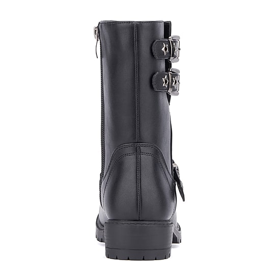 Olivia Miller Little & Big Kid Girls Moto Lug Sole Flat Heel Motorcycle Boots