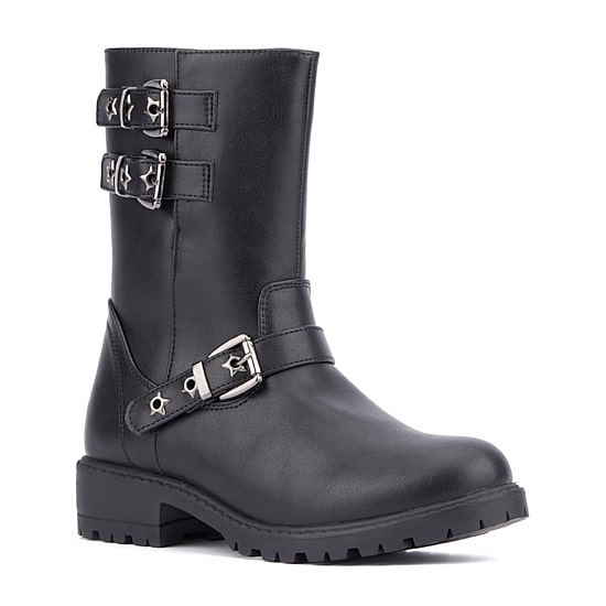 Olivia Miller Little & Big Kid Girls Moto Lug Sole Flat Heel Motorcycle Boots
