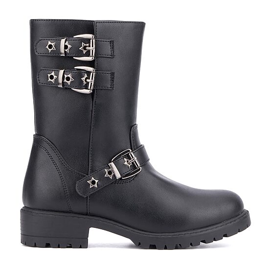 Olivia Miller Little & Big Kid Girls Moto Lug Sole Flat Heel Motorcycle Boots